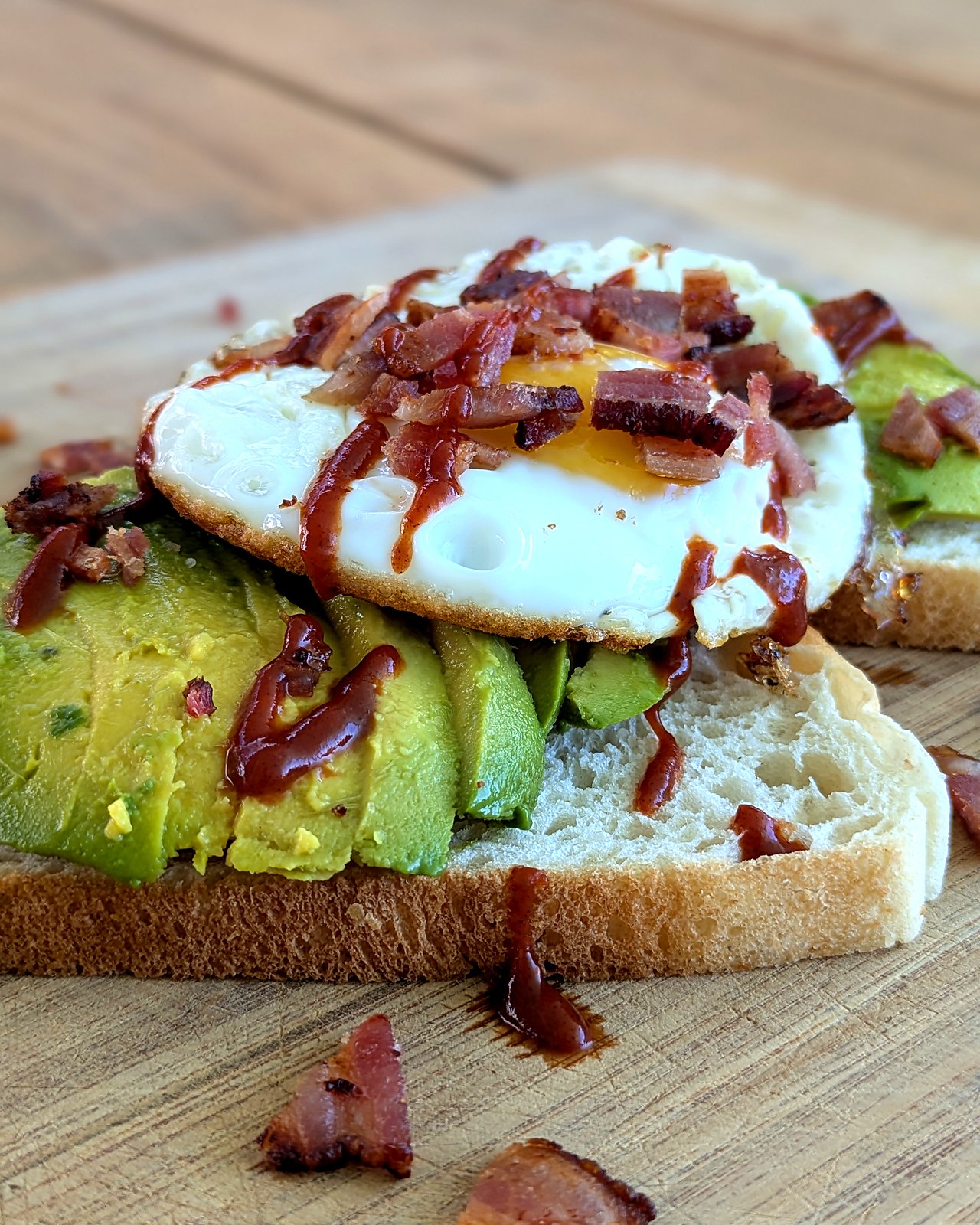 Classic Avocado Toast With Bacon and a Fried Egg